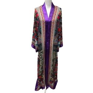 ASA Kaftans Chiffon Robe Womens One Size Long Beach Resortwear Vacation Lounge